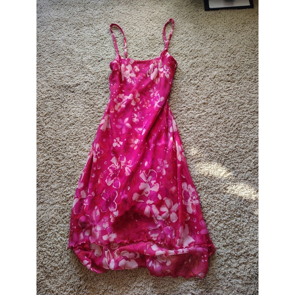 Y2K Meghan Matthews Pink Floral Slip Dress Women's Size 6 Fairy Coquette...